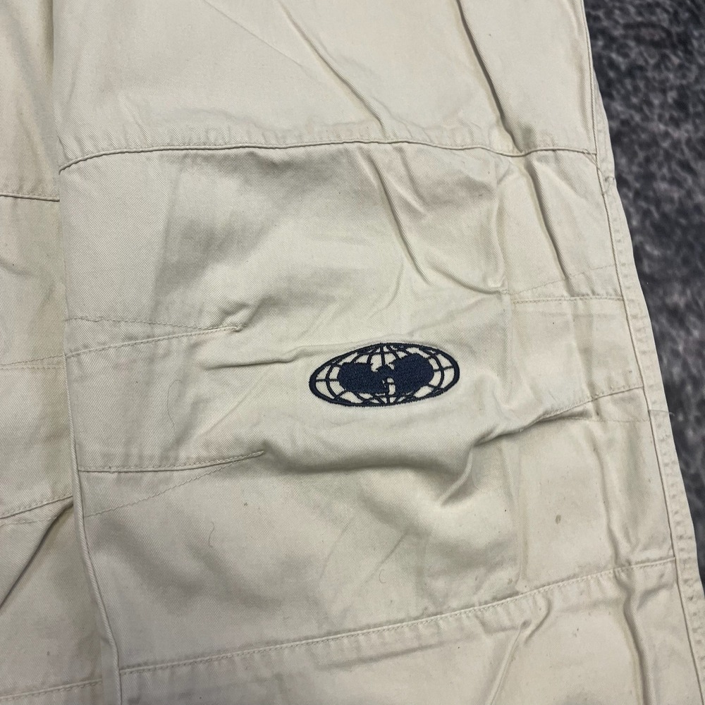 Vintage Wu Wear Pants Mens 34x30 Cream Baggy Embroidered Hip-Hop Skater Y2K‎ - Picture 6 of 16